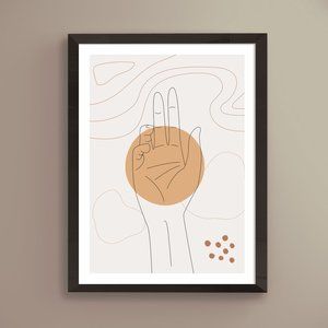 Modern Minimalist Hand Abstract Boho Wall Art Print Home Decor [No Frame]